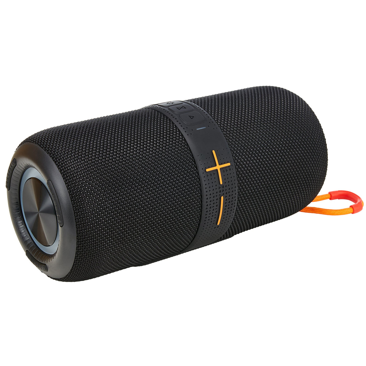 Maplin party speaker from the other side showing the plus and minus volume marks