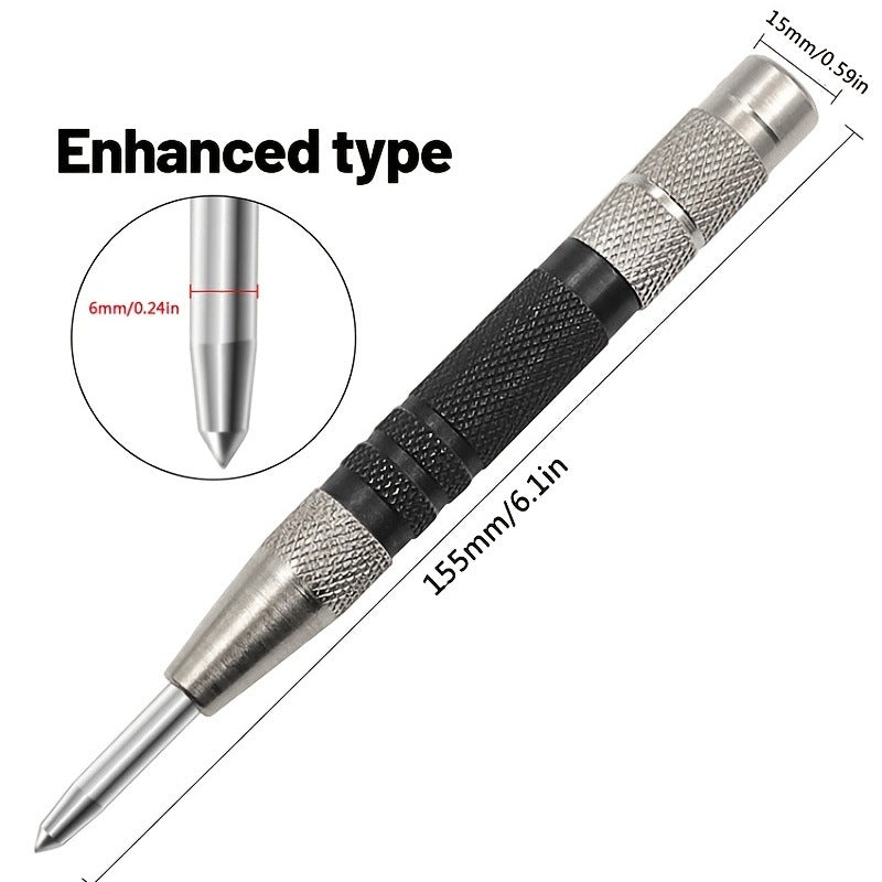 Heavy Duty Glass Breaker Punch dimensions, 155 mm long, 15 mm body, 6 mm tip