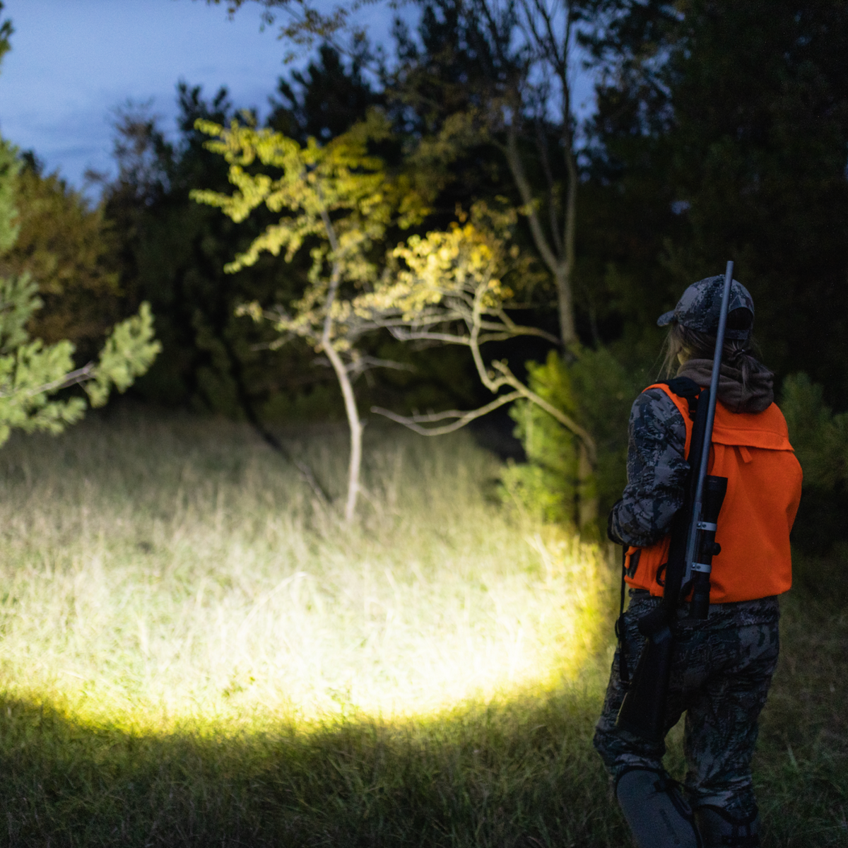 Hunter lighting trees with the Ledlenser P6R Core QC white beam