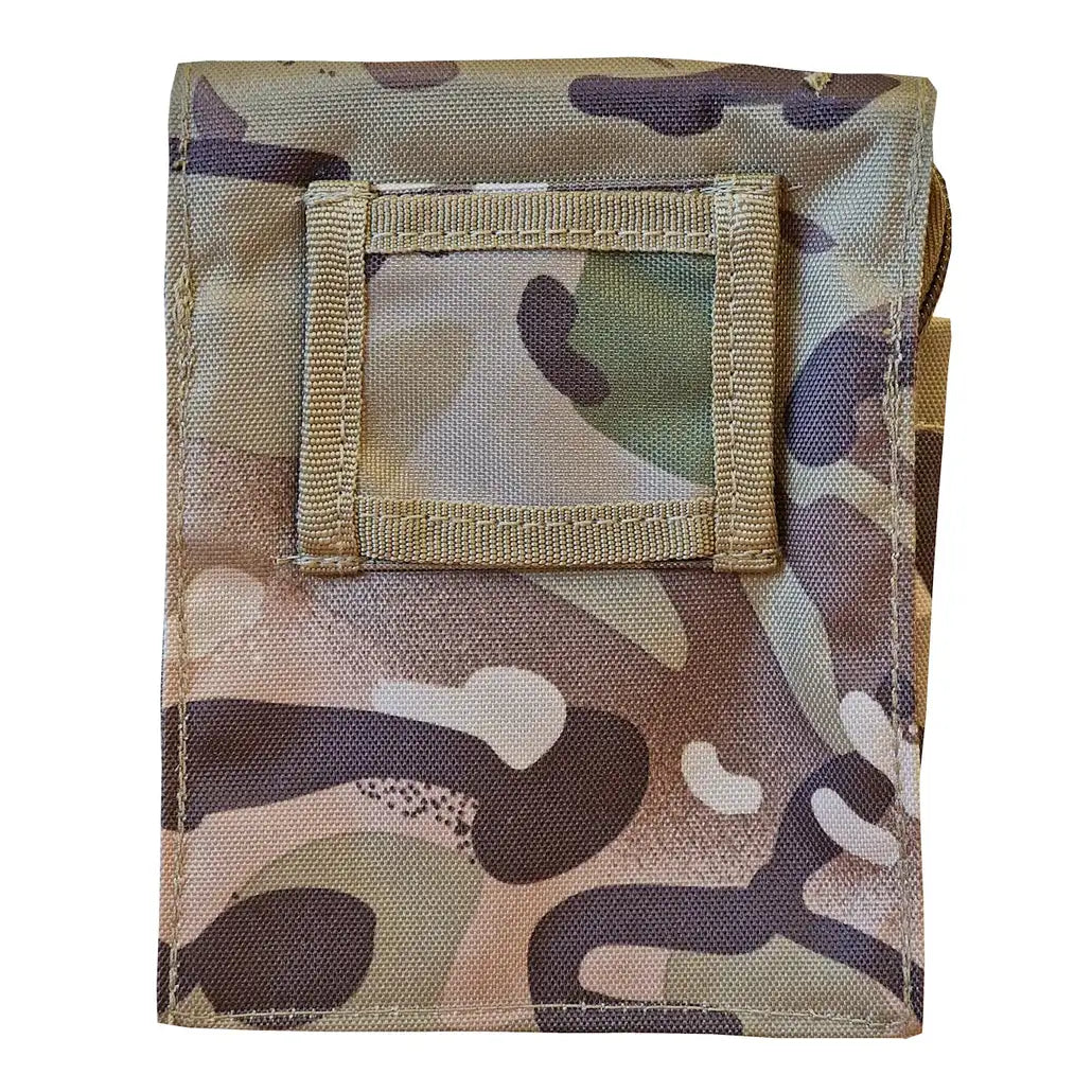 Web-Tex A6 Notebook Holder in BTP camo, back with hook and loop panel