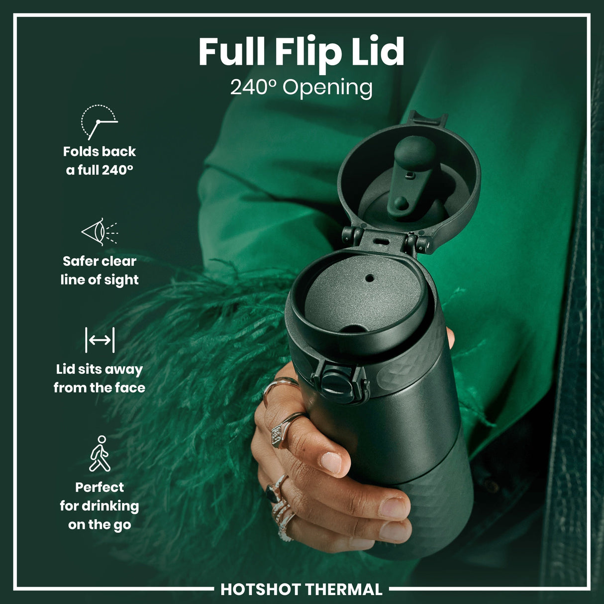 ION8 HotShot Insulated Steel Travel Mug, Dark Green, 360ml