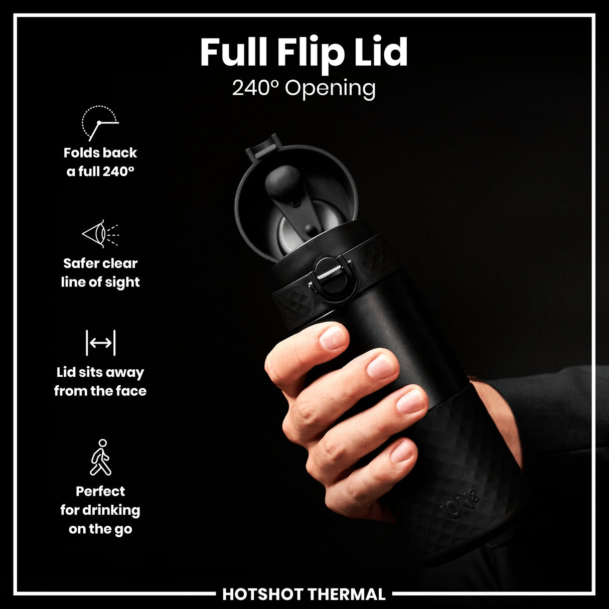 ION8 HotShot Insulated Steel Travel Mug, Black, 360ml