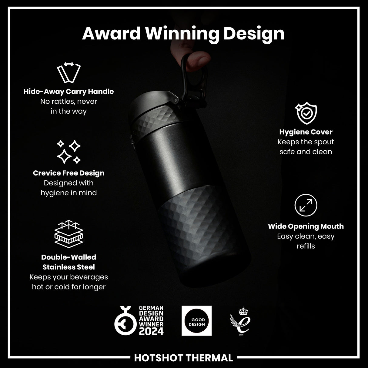 ION8 HotShot Insulated Steel Travel Mug, Black, 360ml