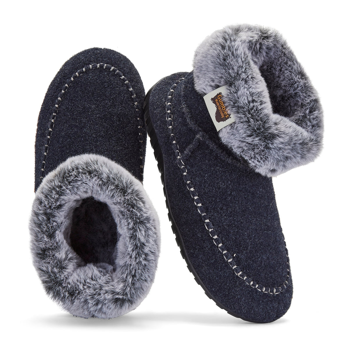 Gumbies Ossa High Slipper Boots - Women's Navy & Grey alternate view 3