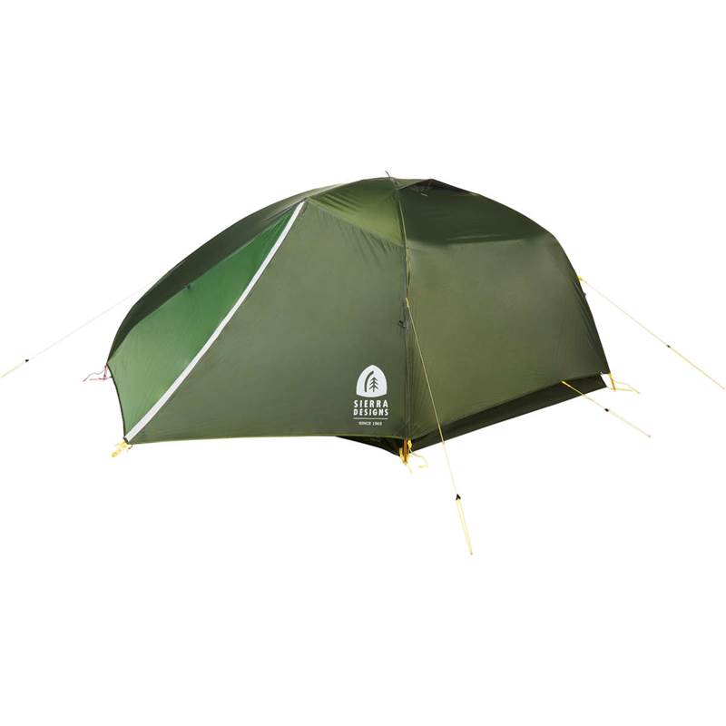 Sierra Designs Meteor 3000 3 Person Tent - Forest Green pitched with flysheet