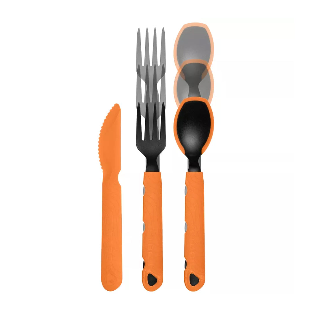 Jetboil TrailWare Utensil Set - Orange fork, spoon and knife