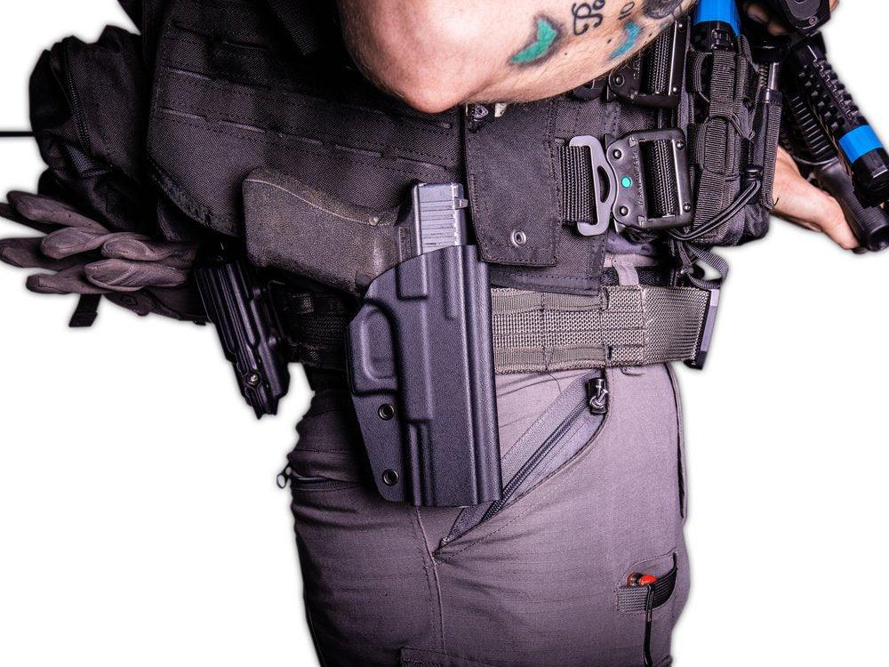 Kydex Customs Bare Bones Glock Holster in black on an airsoft loadout