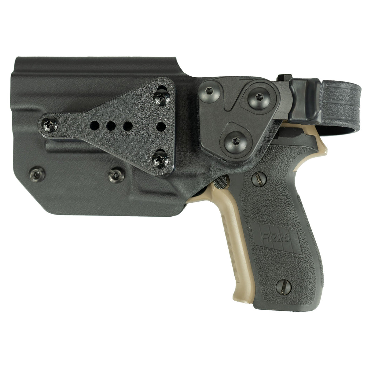 Kydex Customs L2S Sig 226 Holster from the back on white background