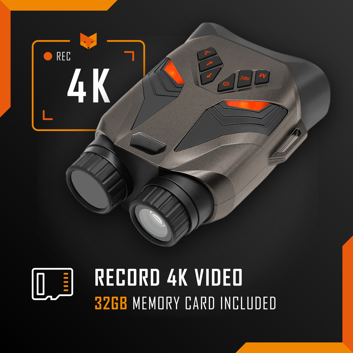 Nightfox Ember Night Vision Binoculars - 4K video recording feature