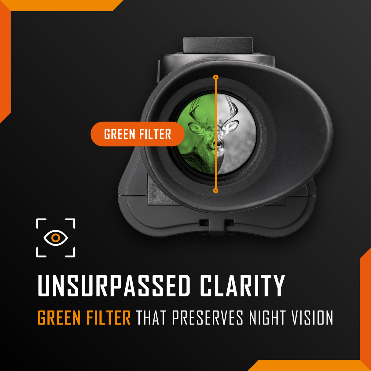 Nightfox Prowl Monocular Night Vision Goggles - green filter viewing mode