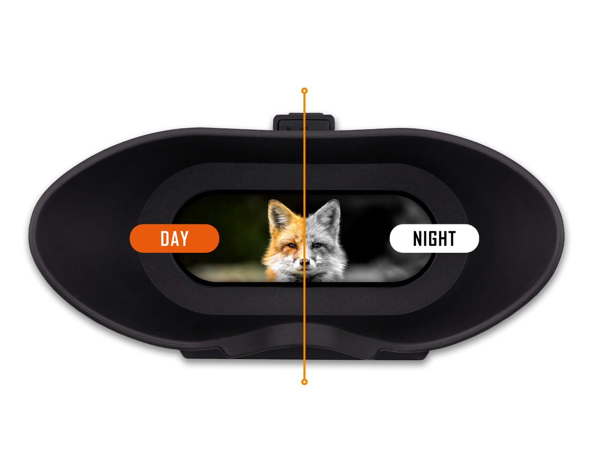 Nightfox Swift Night Vision Goggles - day and night image comparison