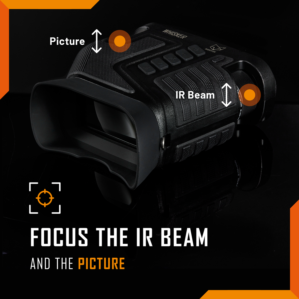 Nightfox Whisker Night Vision Binoculars - focusable infrared beam and picture focus