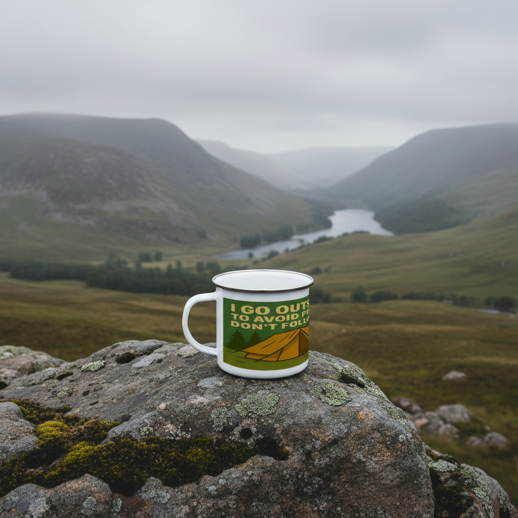 I Go Outside to Avoid People Enamel Mug 12oz – for Him