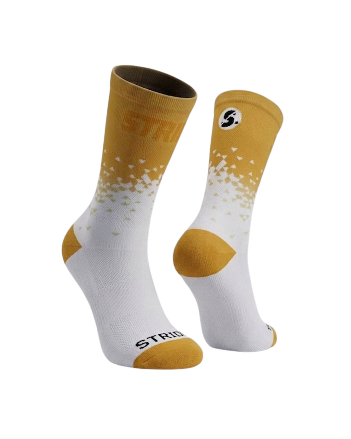 Stride North East Tropic Tempo running socks, pair with orange cuff fading to white and orange heel and toe