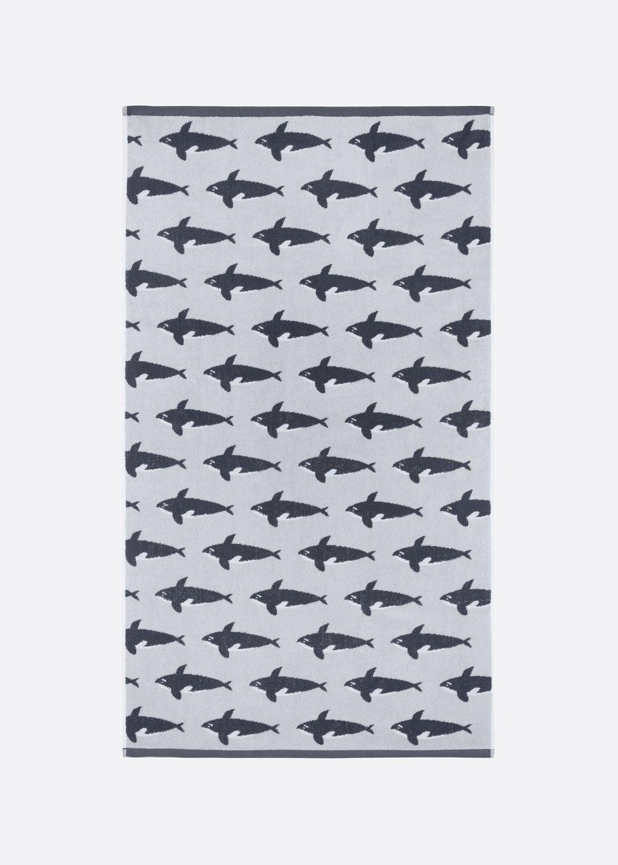 Anorak Orca Organic Cotton Towel - Pale grey and charcoal folded stack