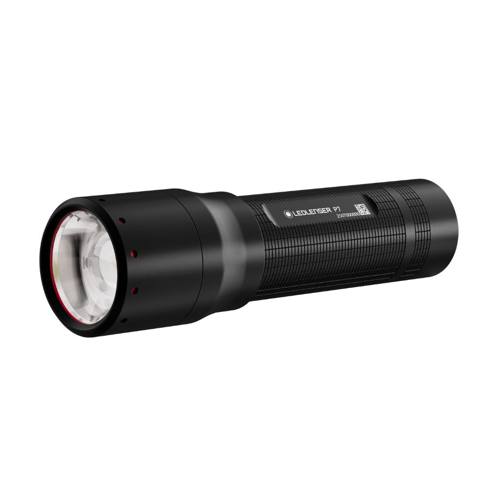 Ledlenser P7 torch, angled view of the focus head
