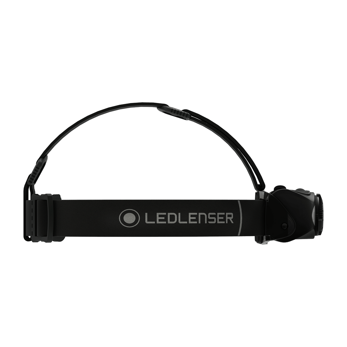 Ledlenser MH8 head torch side view with headband and top strap