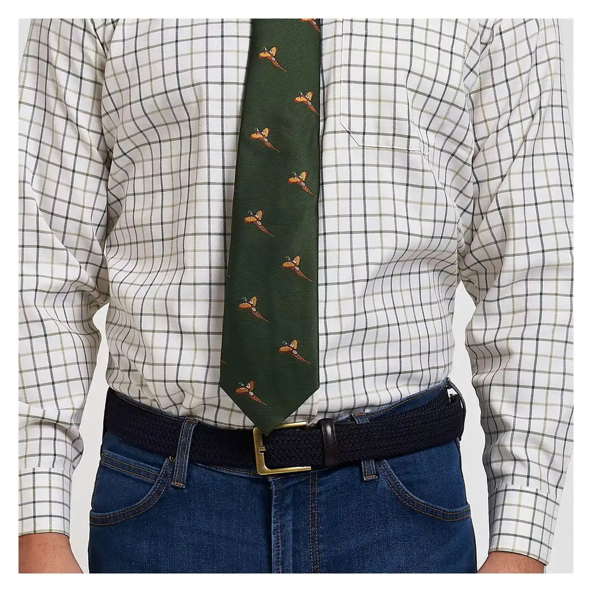 Jack Pyke Pheasant Tie - Green pheasant pattern detail
