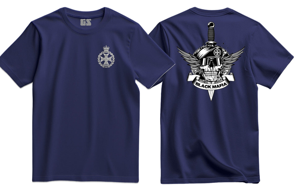 Royal Green Jackets Black Mafia Double Print T-Shirt - Navy Blue