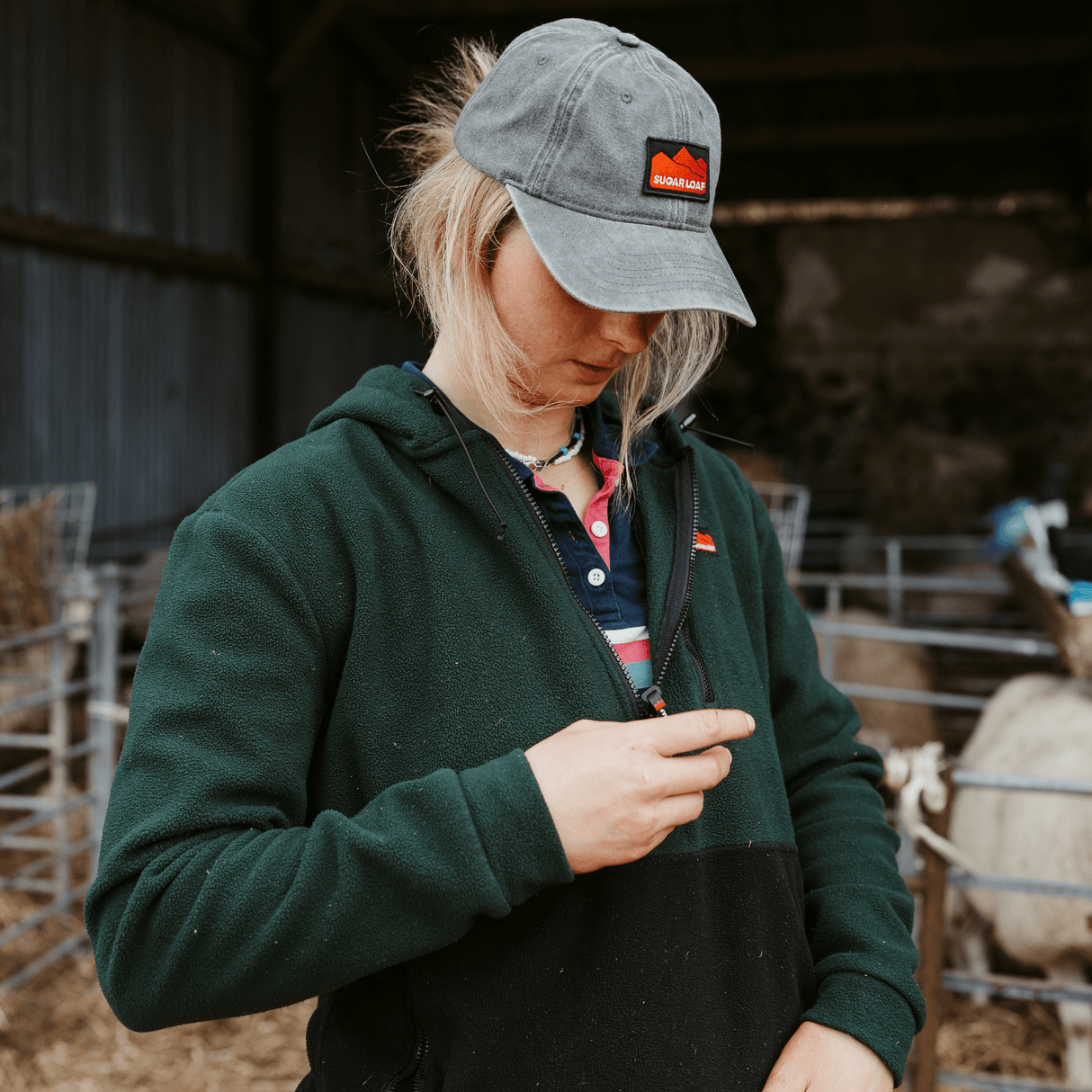 Sugar Loaf Dawnbreaker Polar Fleece Hoodie in Green on a lady