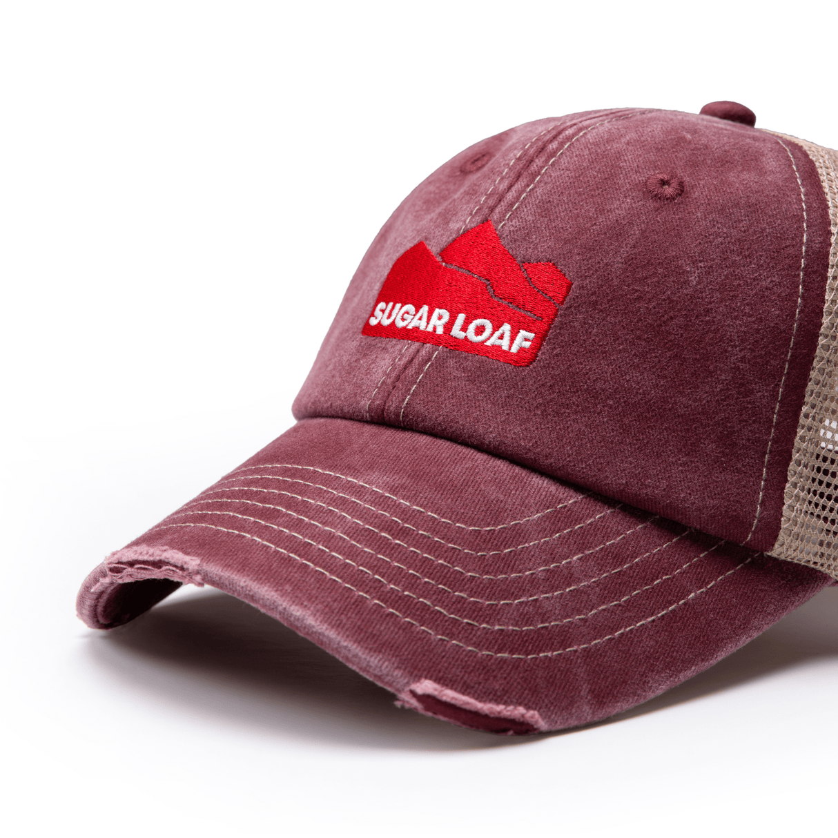 Sugar Loaf Station Cap Washed Red - Trucker Hat with Mesh Rear
