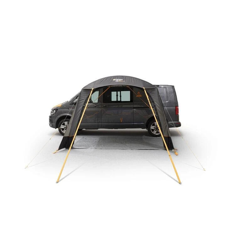End view of the Vango Sunlight Air with the doors removed as a sun canopy