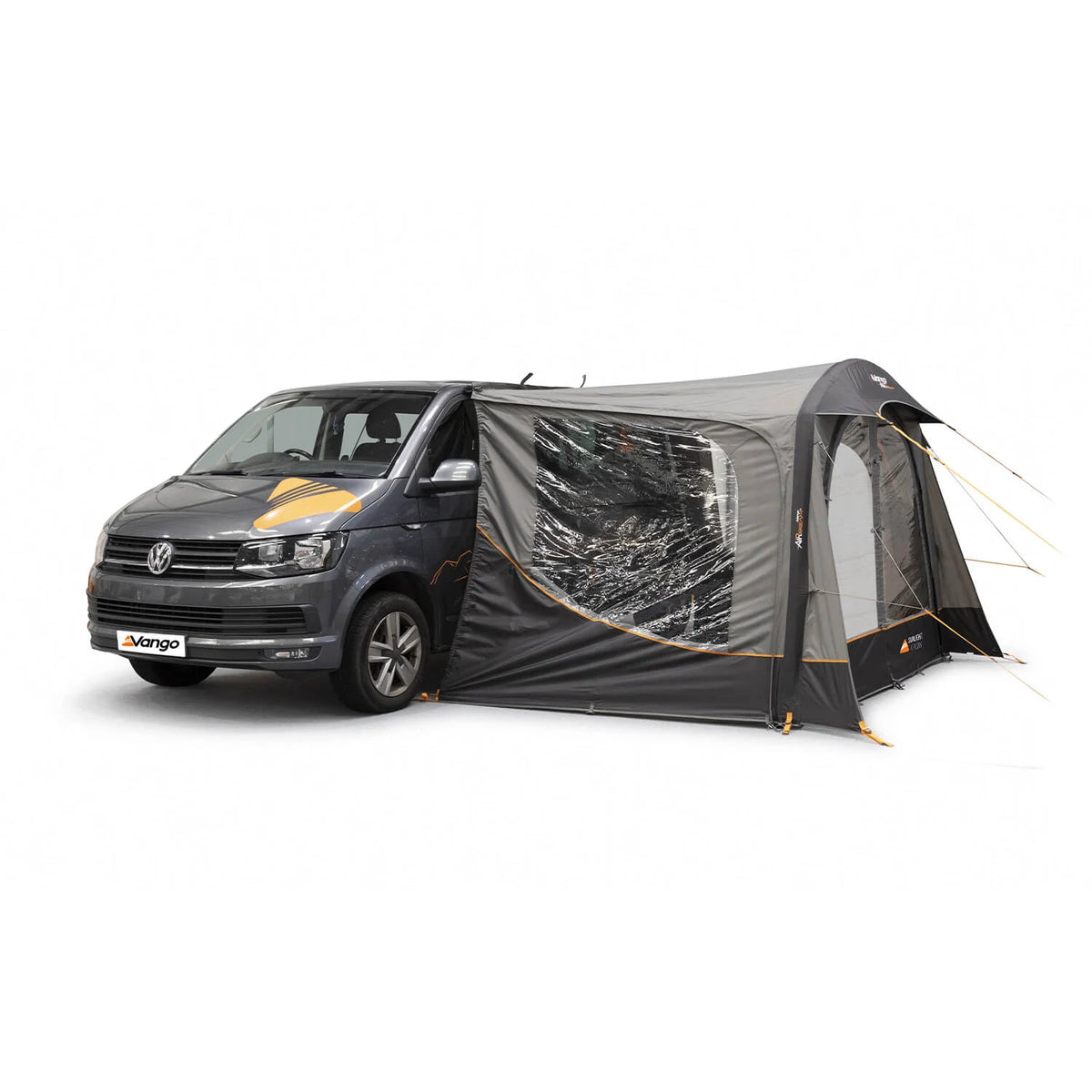 Vango Sunlight Air awning with doors fitted, attached to the side of a campervan