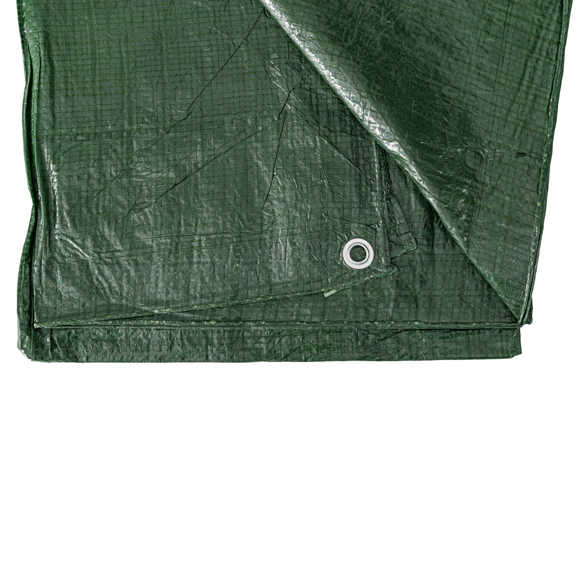 Edge of the Green S-Grade Tarpaulin 1m x 1m with an eyelet in the folded hem