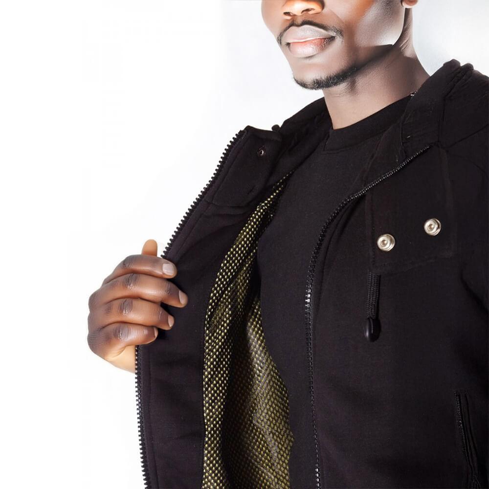 Titan Depot Knife Resistant Anti Slash Hooded Top in Black internal lining