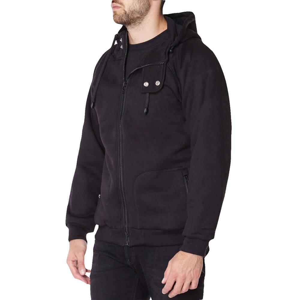 Titan Depot Knife Resistant Anti Slash Hooded Top in Black from the front left on white background