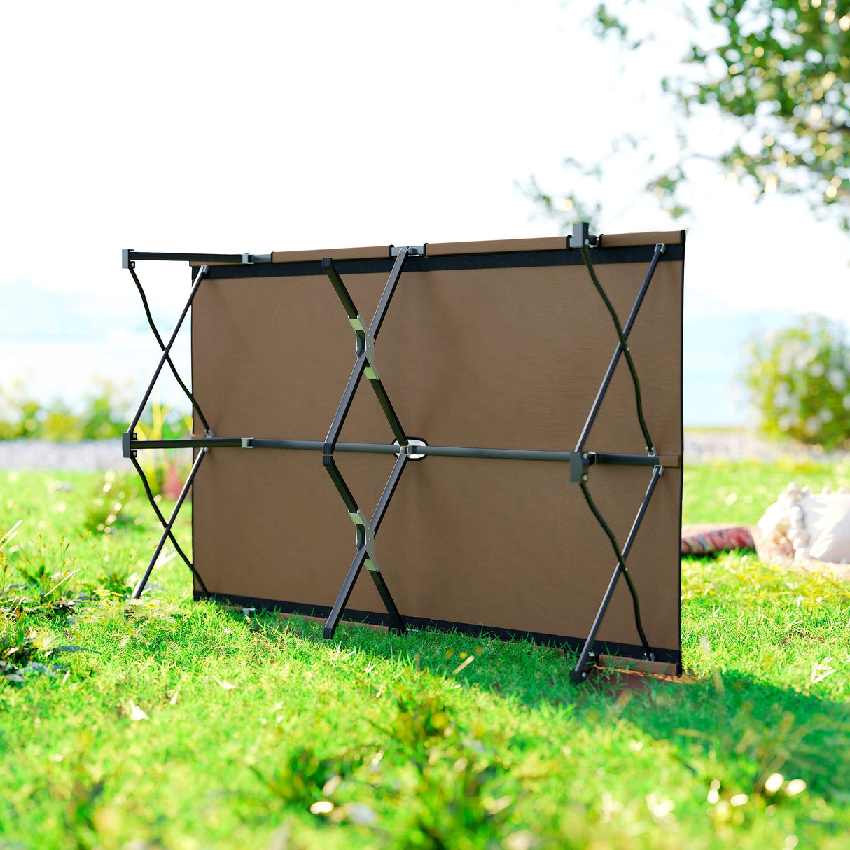 Outsunny Double Camping Cot Bed - Khaki underside frame detail