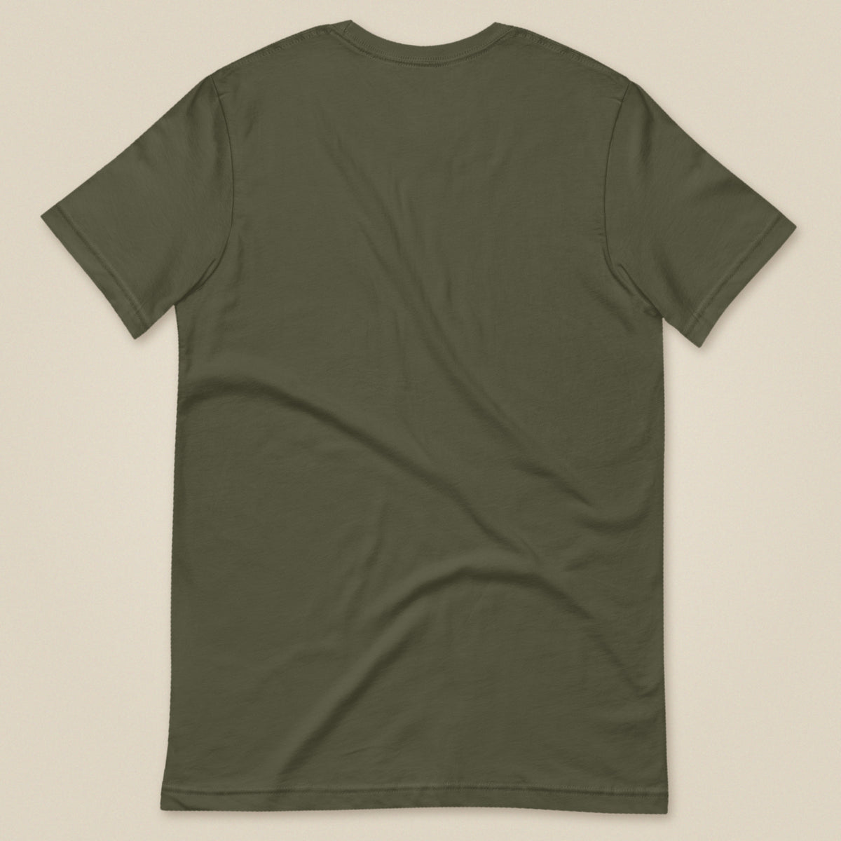 Adventure Before Dementia Camping T-Shirt in Military Green, laid flat, plain back view