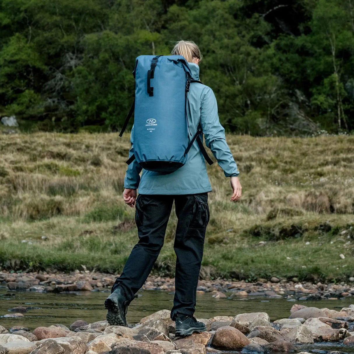 Highlander Affric Waterproof Rucksack in blue for hiking, outdoors, water sports