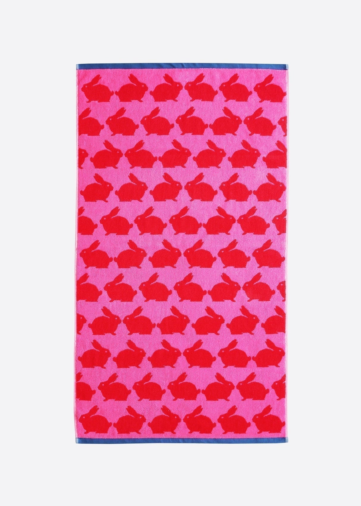 Anorak Kissing Rabbits Organic Cotton Towel - Hot pink and soft pink folded stack