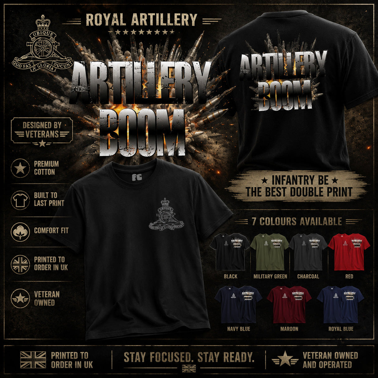 Royal Artillery Boom Double Print T-Shirt - Design