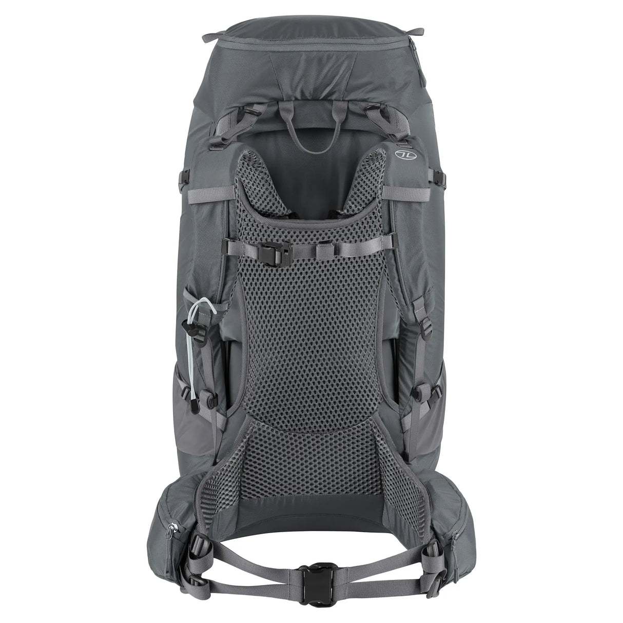 Highlander Ben Nevis Rucksack 52L in grey from the back on white background