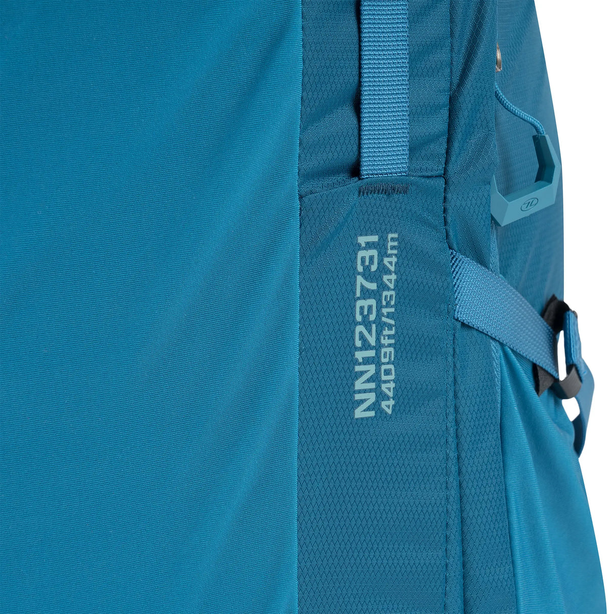 Highlander Ben Nevis Rucksack 52L in petrol blue close up of side strap