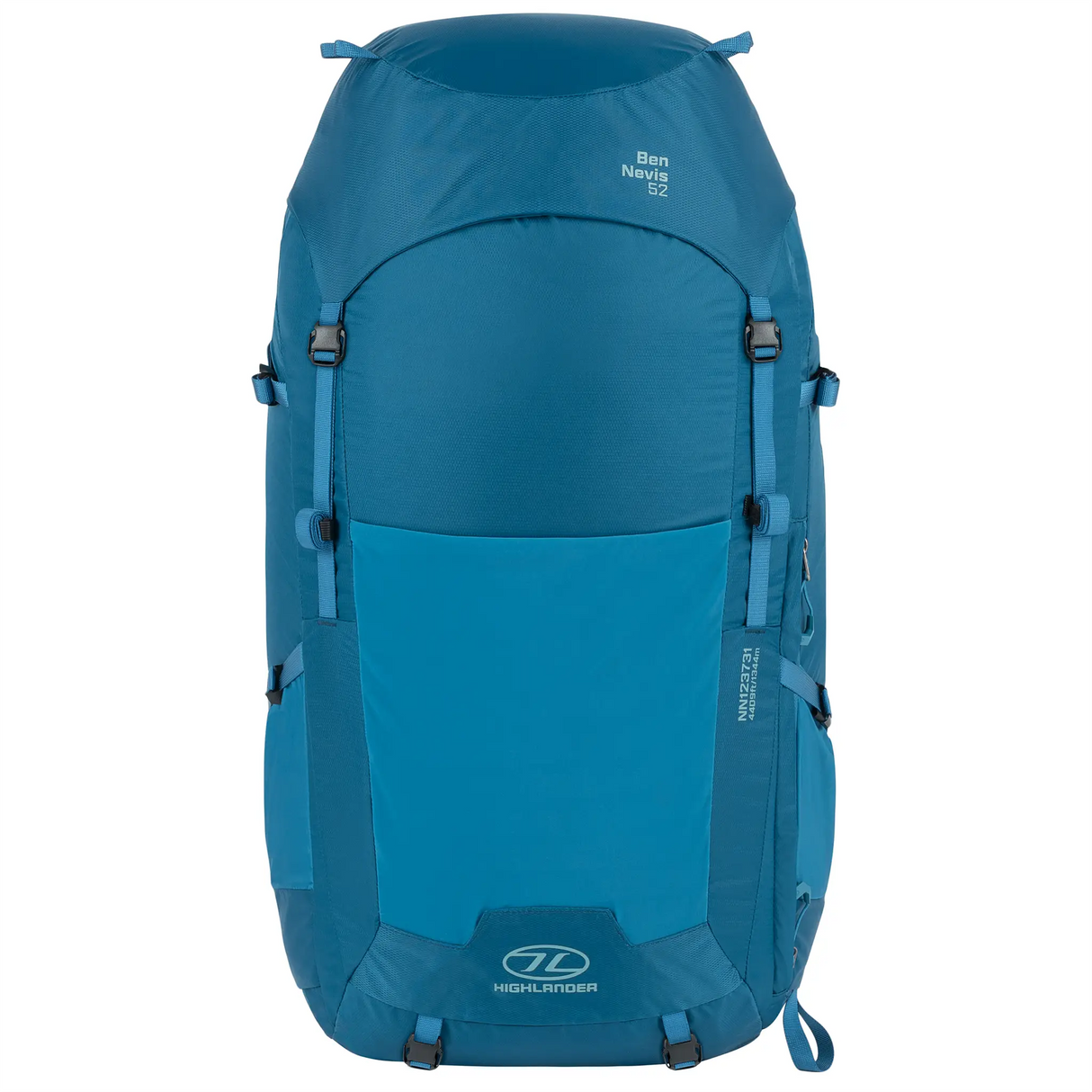 Highlander Ben Nevis Rucksack 52L in petrol blue from the front