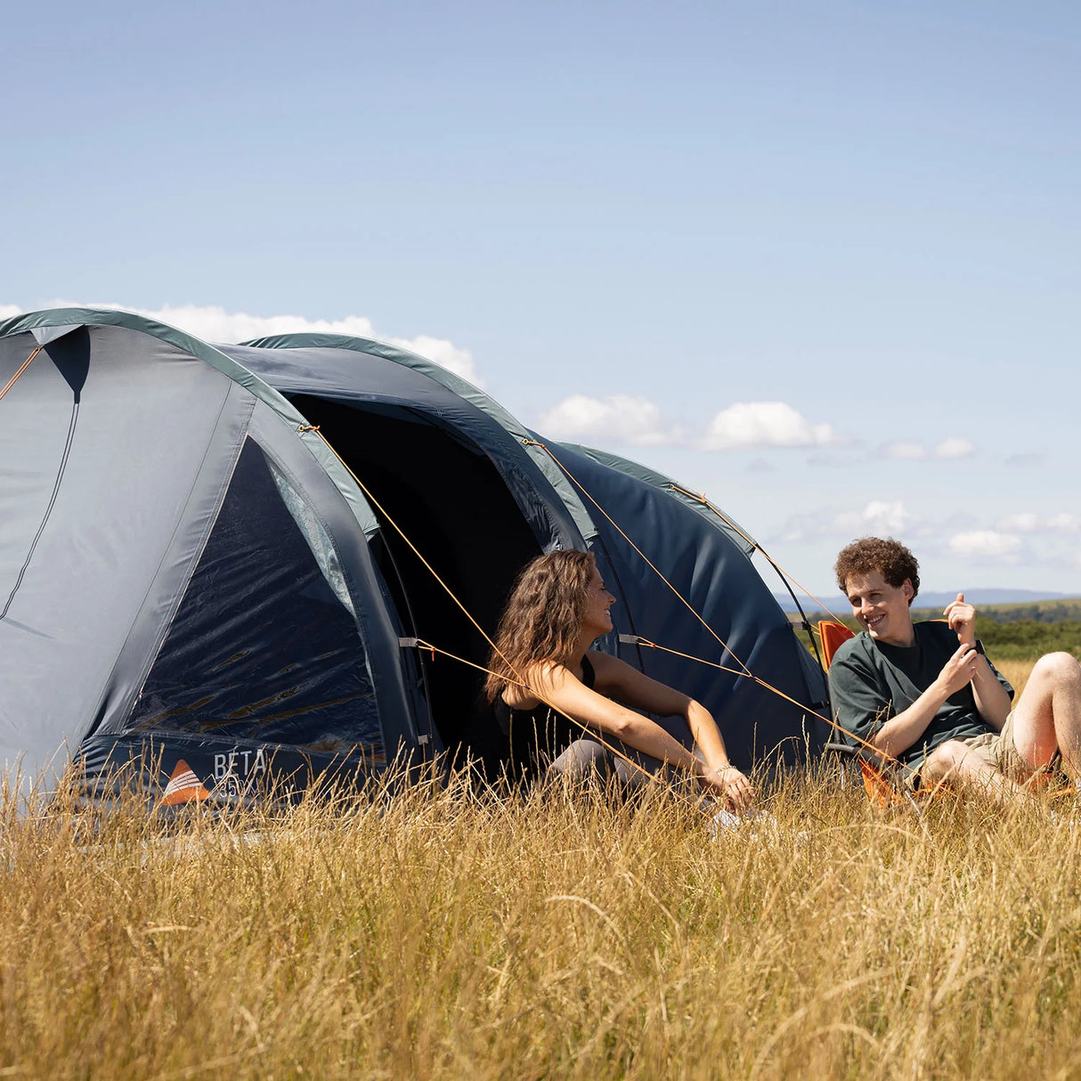 Vango Beta 350XL Tent in blue for camping from side