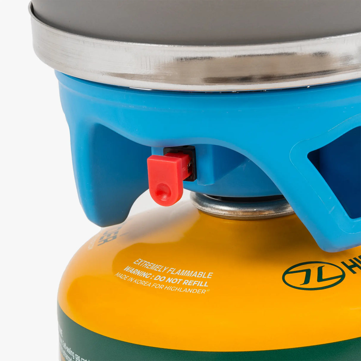 Highlander Blade Fastboil 3 Camping Gas Stove 1.1L in blue on white background