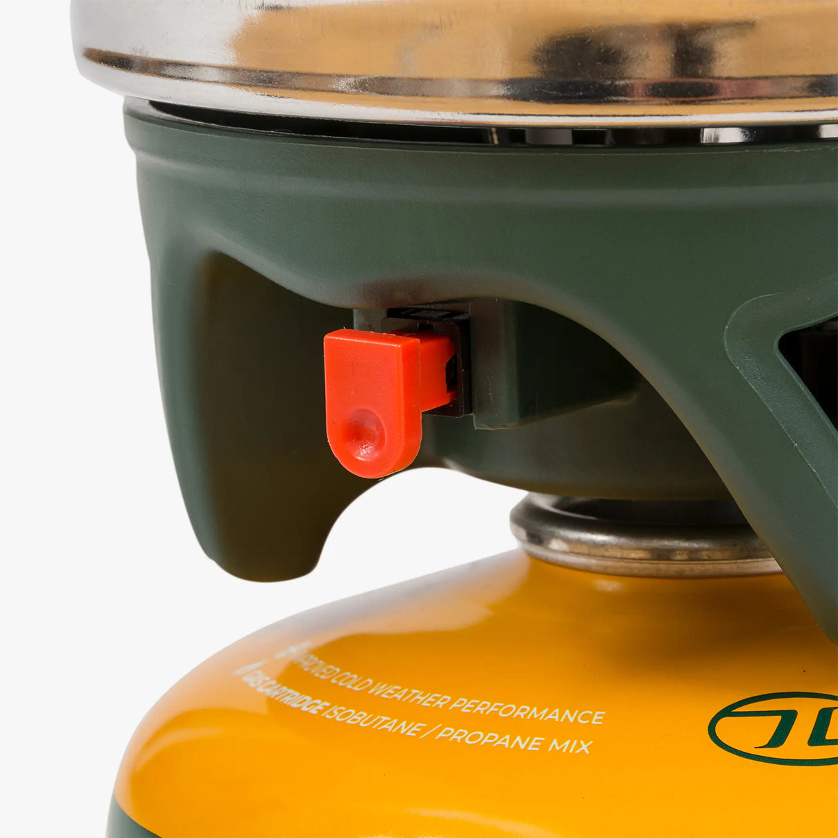 Highlander Blade Fastboil 3 Camping Gas Stove 1.1L ignition in green on white background