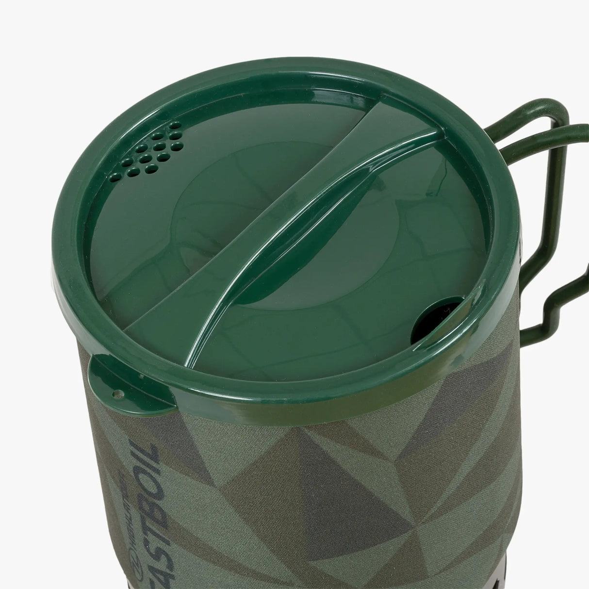 Highlander Blade Fastboil 3 Camping Gas Stove 1.1L lid in green on white background
