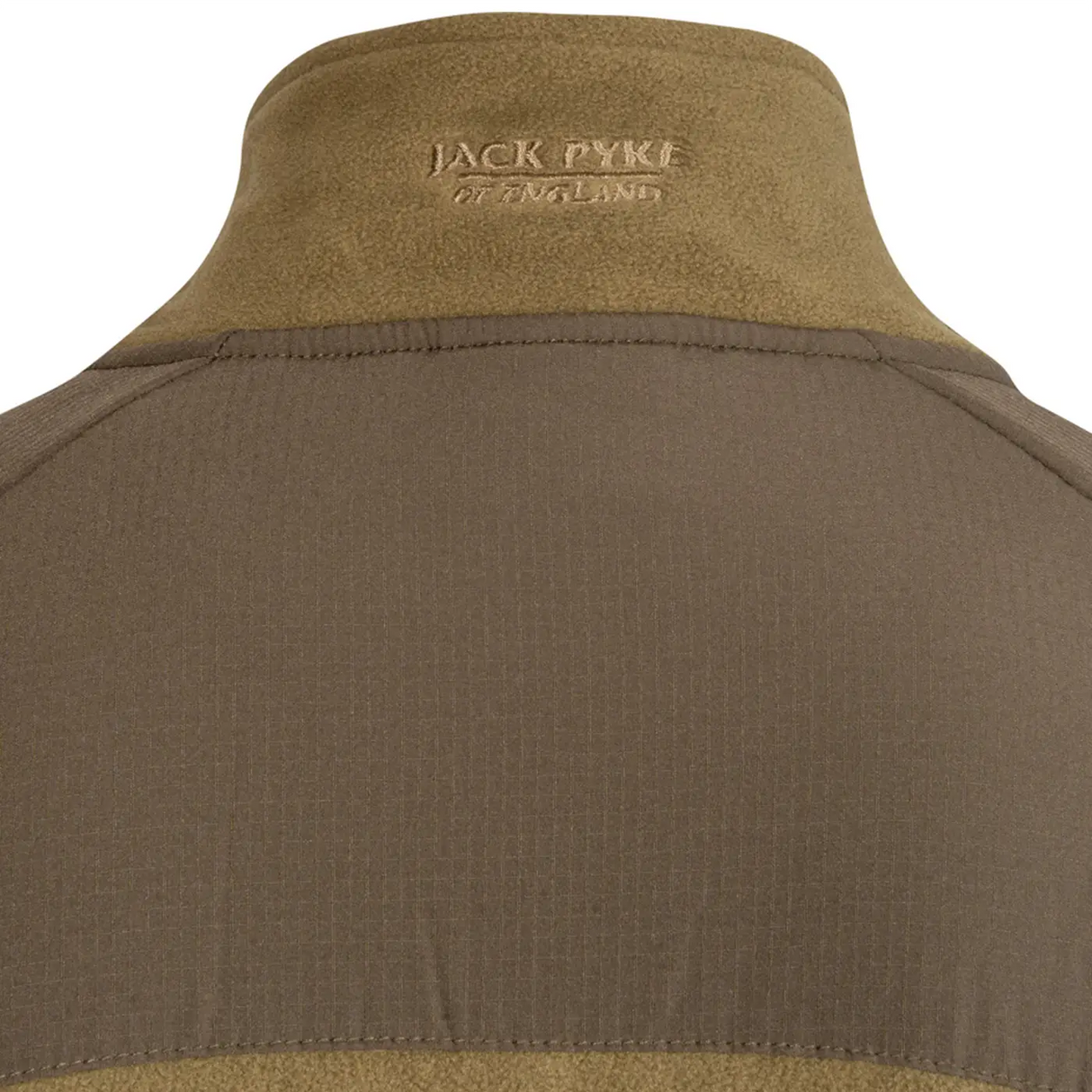 Jack Pyke Bleasdale Half Zip Fleece Top in Dark Mustard close up of the collar