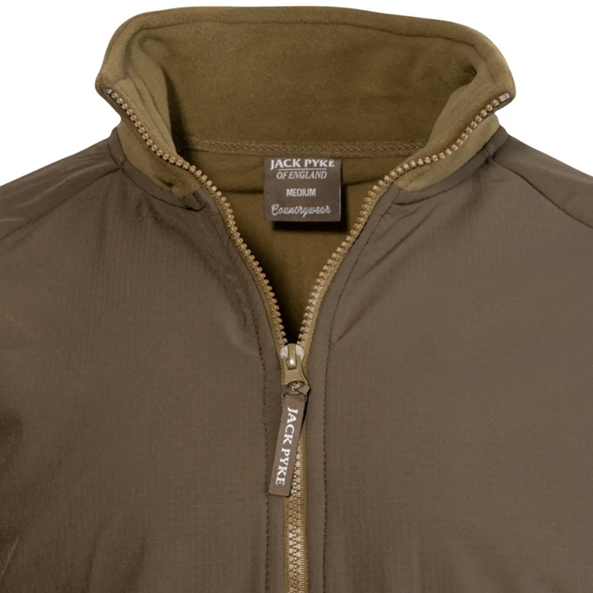 Jack Pyke Bleasdale Half Zip Fleece Top in Dark Mustard close up of the half zip