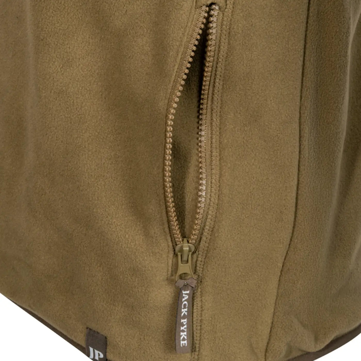 Jack Pyke Bleasdale Half Zip Fleece Top in Dark Mustard close up of the zip oocket