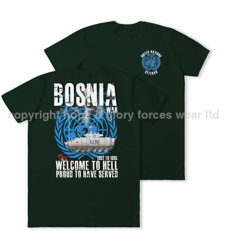 Bosnia War Warrior UN Veteran Double Print T-Shirt - Forest Green
