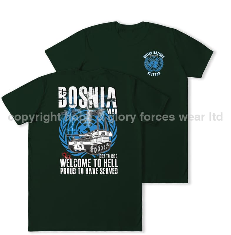 Bosnia War Welcome To Hell Double Print T-Shirt - Forest Green