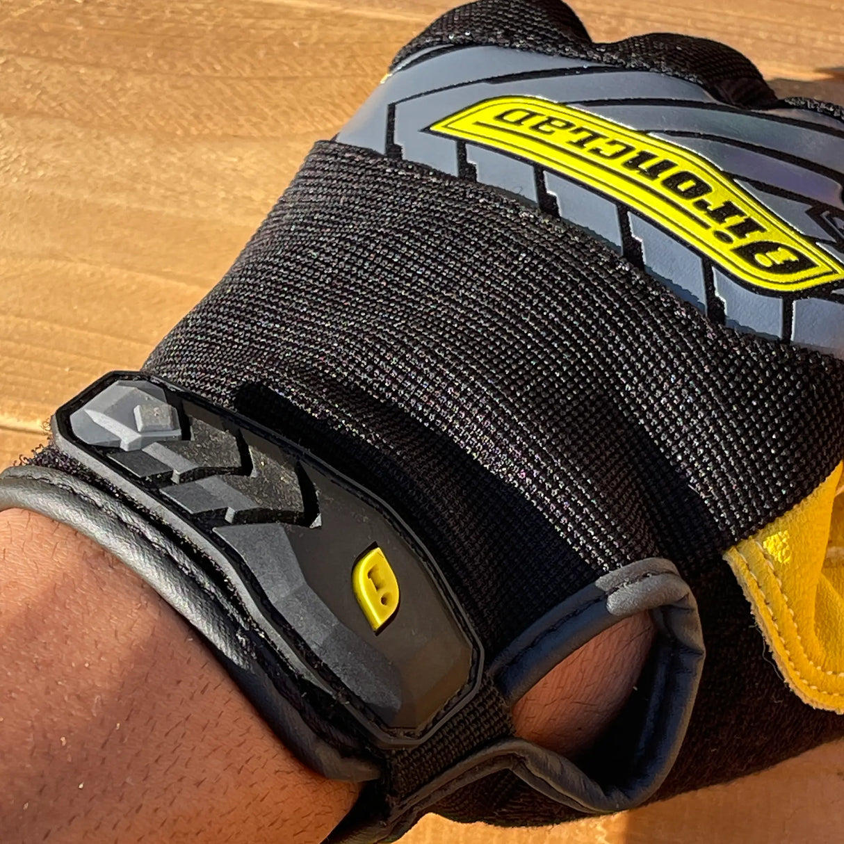Ironclad Command Pro Leather Gloves in Black/Gold - close up of the breathable stretch material across the top