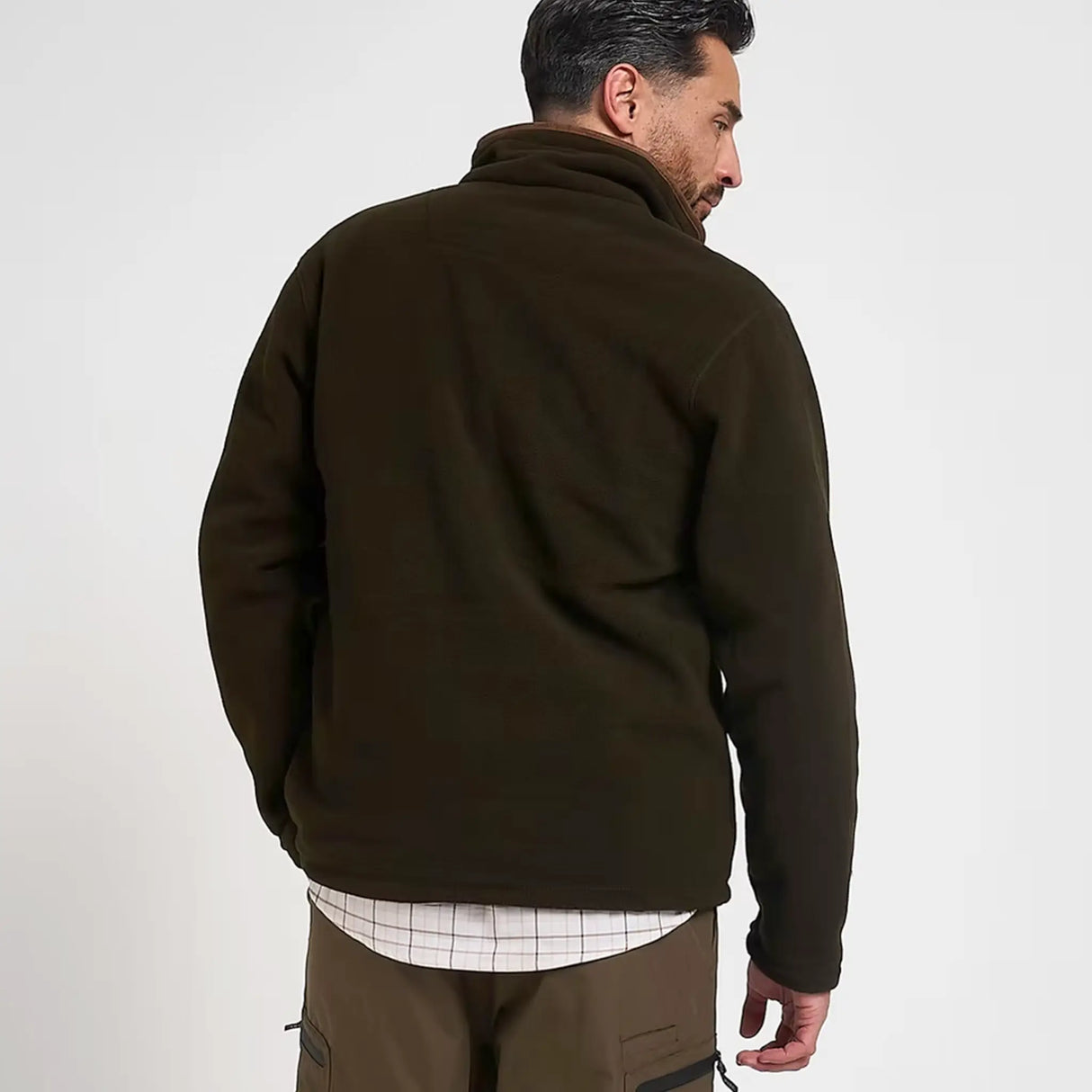 Jack Pyke Countryman Fleece Pullover in dark olive from the back on white background