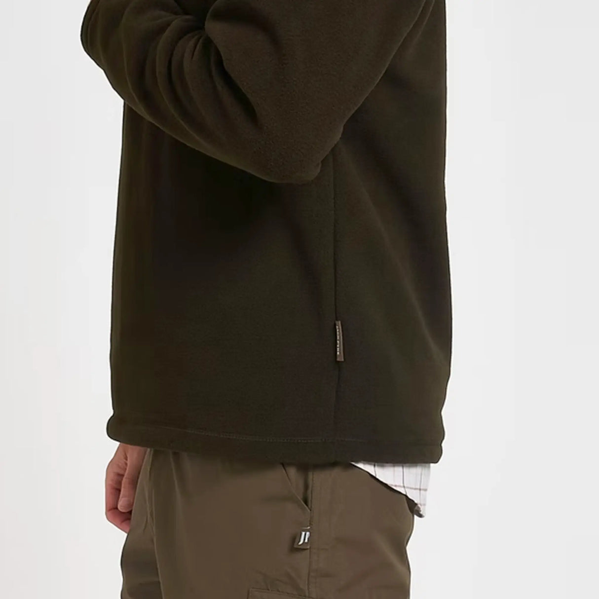 Jack Pyke Countryman Fleece Pullover in dark olive from the left side on white background